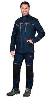 Костюм СИРИУС-ШАТЛ-РОСС куртка, брюки, синий с черным, 80% х/б, пл. 260 г/кв.м