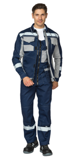 Костюм мужской "Бренд Корпоратив 2020" темно-синий/светло-серый (куртка и полукомбинезон)